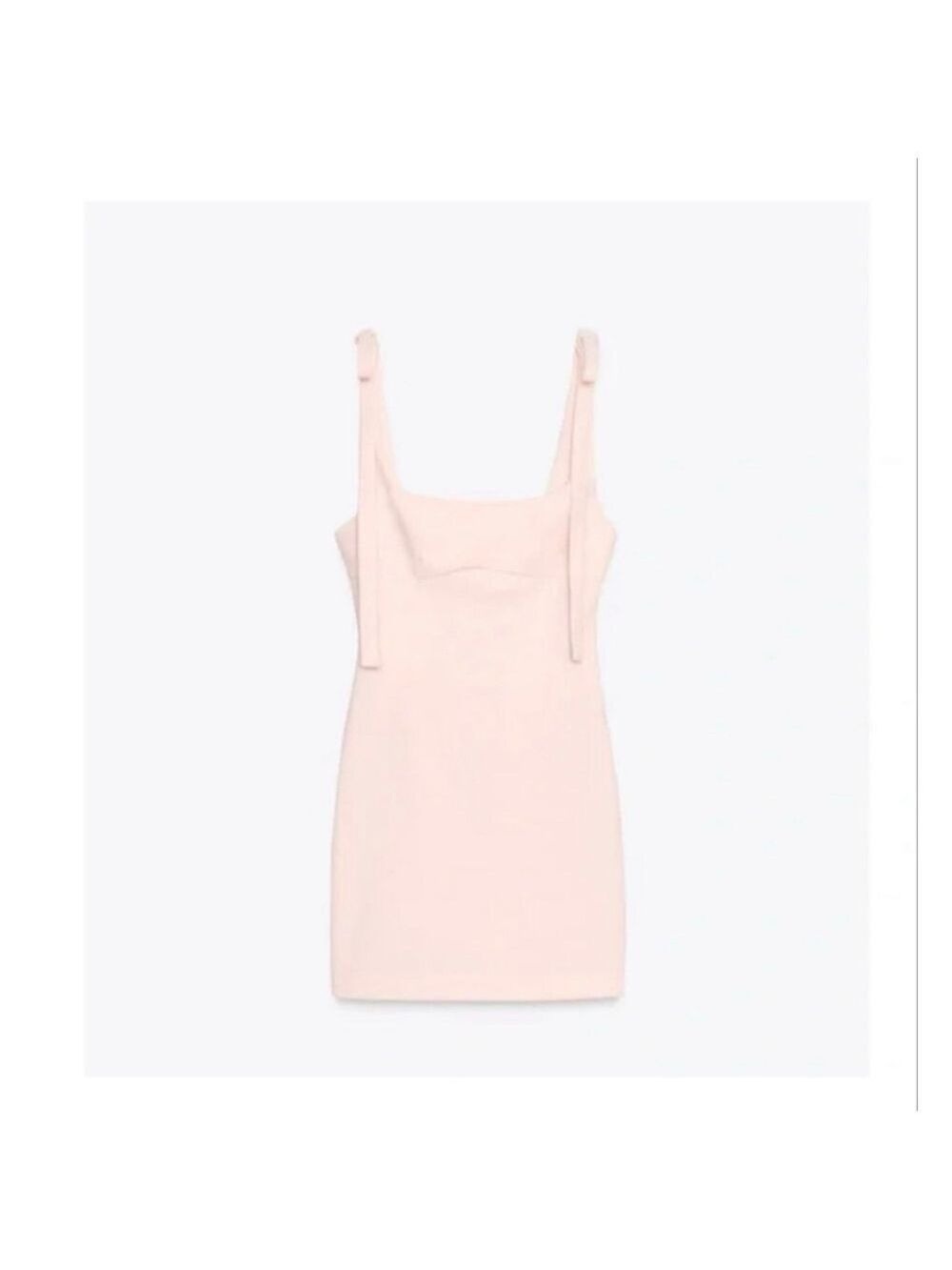 Women's ZARA Pink Mini Dress with Tie Straps M